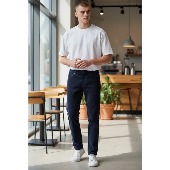 Alfani Mens Corduroy Pants Size 32x30 Color Navy Blue Five-Pocket Cotton Import - Picture 1 of 16